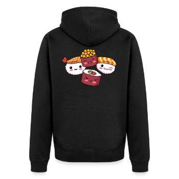 I Love Sushi Sushi Geschenk - Unisex Premium Bio Zip Hoodie - Schwarz - Hinten - Nico (187cm)