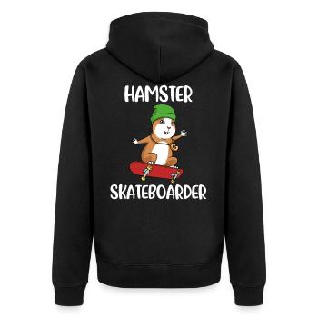 Hamster Skateboard Skateboard Geschenk - Unisex Premium Bio Zip Hoodie - Schwarz - Hinten - Nico (187cm)