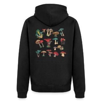 Pilz-Liebhaber-Mykologie Foraging Morel Jagd - Unisex Premium Bio Zip Hoodie - Schwarz - Hinten - Nico (187cm)