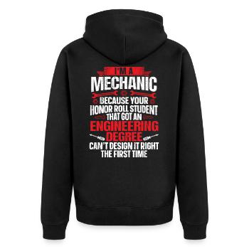 Ich bin ein Mechaniker Kfz-Fahrzeug Wartung - Unisex Premium Bio Zip Hoodie - Schwarz - Hinten - Nico (187cm)