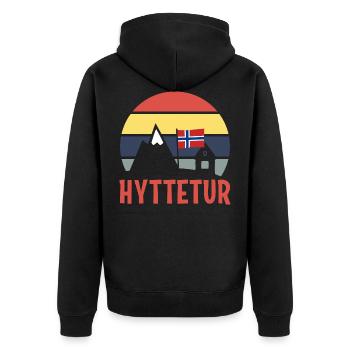 HYTTETUR Norwegen Hüttentour Hüttenurlaub Glamping - Unisex Premium Bio Zip Hoodie - Schwarz - Hinten - Nico (187cm)