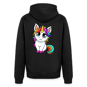 Little Sad Unicorn - Unisex Premium Organic Zip Hoodie - black - Back - Nico (187cm)