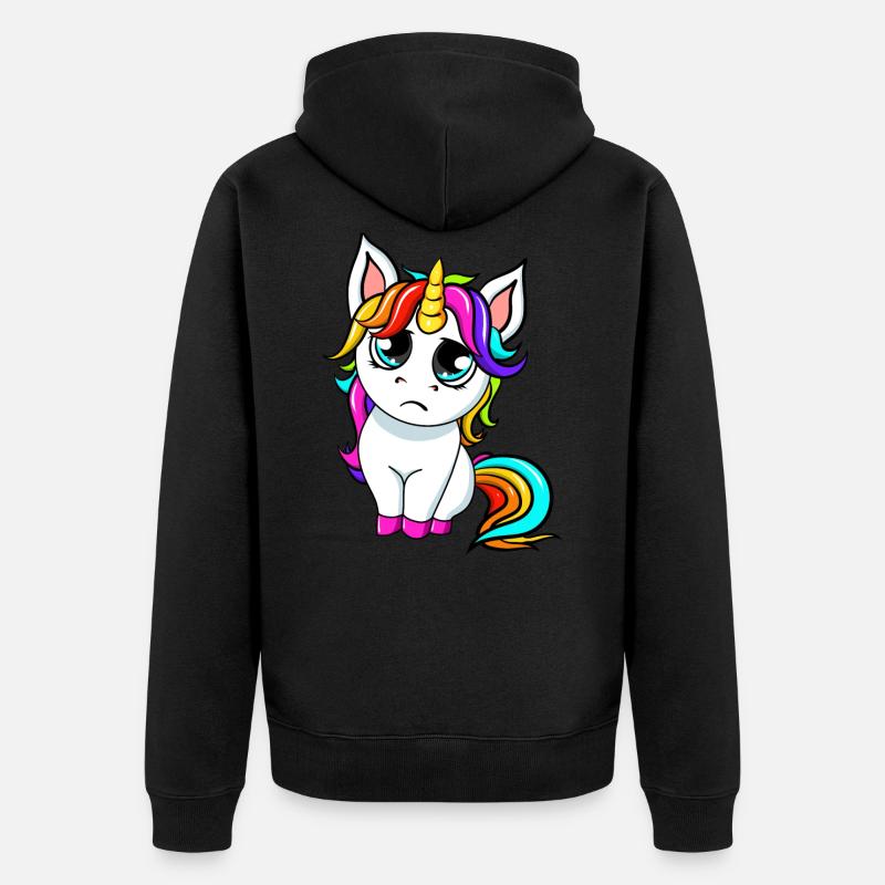 Little Sad Einhorn - Unisex Premium Bio Zip Hoodie - Schwarz
