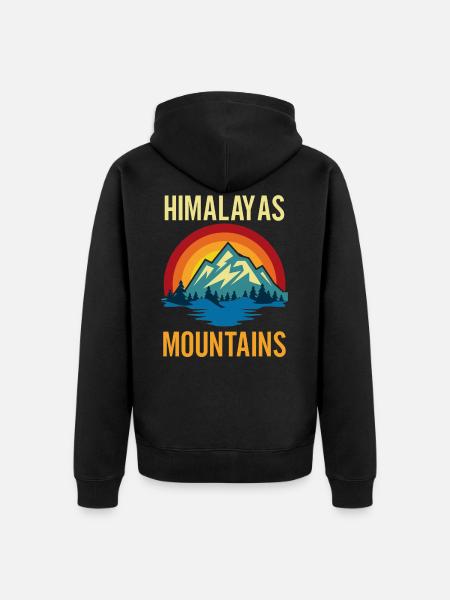 Himalayas Mountains Sunset - Unisex Premium Organic Zip Hoodie - black