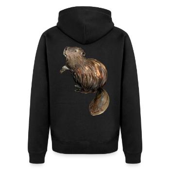 Bieber - Unisex Premium Bio Zip Hoodie - Schwarz - Hinten - Nico (187cm)