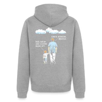 Was sind Wolken aus lustiger Programmiersoftware - Unisex Premium Bio Zip Hoodie - Grau meliert - Hinten - Nico (187cm)
