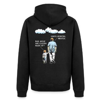 Was sind Wolken aus lustiger Programmiersoftware - Unisex Premium Bio Zip Hoodie - Schwarz - Hinten - Nico (187cm)