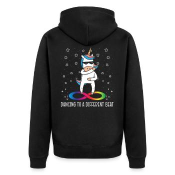 Dancing To A Different Beat Neurodiversity Unicorn - Veste à capuche bio Premium Unisexe - noir - Dos - Nico (187cm)