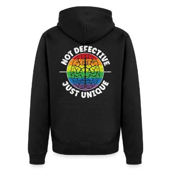 Nicht defekt nur einzigartige Neurodiversität ADHS ASD - Unisex Premium Bio Zip Hoodie - Schwarz - Hinten - Nico (187cm)