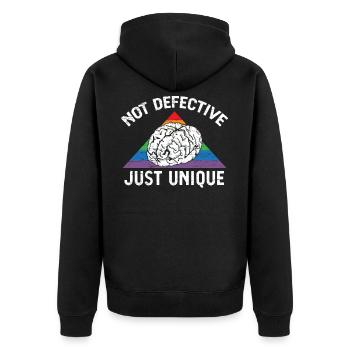 Nicht defekt nur einzigartige Neurodiversität ADHS ASD - Unisex Premium Bio Zip Hoodie - Schwarz - Hinten - Nico (187cm)