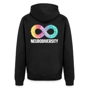 Neurodiversité Neurodivergent Rainbow Infinity - Veste à capuche bio Premium Unisexe - noir - Dos - Nico (187cm)