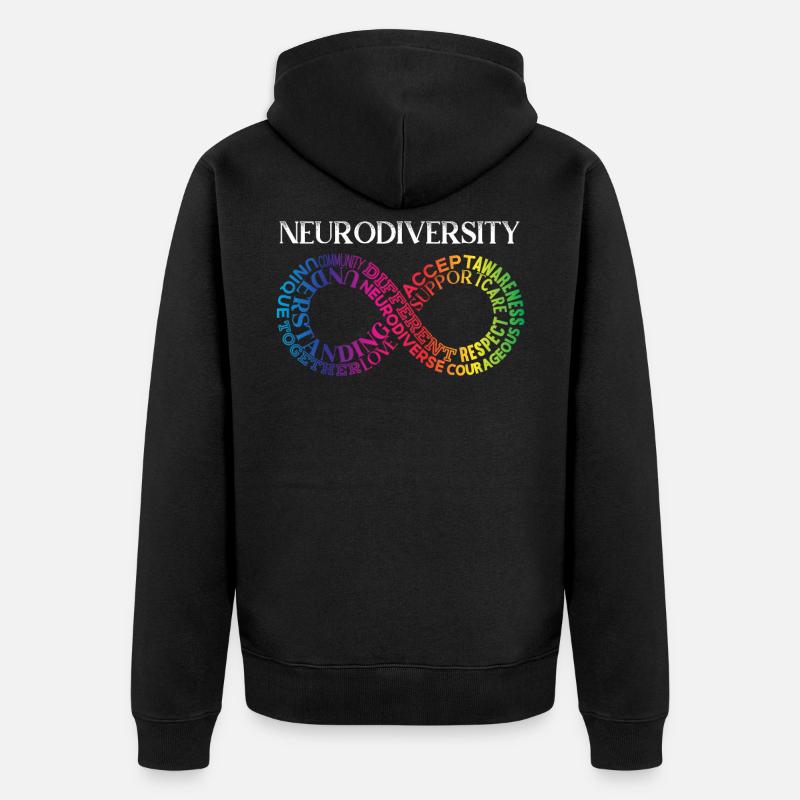 Neurodiversité Neurodivergent Rainbow Infinity - Veste à capuche bio Premium Unisexe - noir