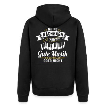 Klavier Pianist Meine Nachbarn Piano Musiker - Unisex Premium Bio Zip Hoodie - Schwarz - Hinten - Nico (187cm)