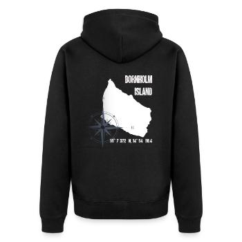 Bornholm Ostsee Insel Koordinaten Karte Urlaub - Unisex Premium Bio Zip Hoodie - Schwarz - Hinten - Nico (187cm)