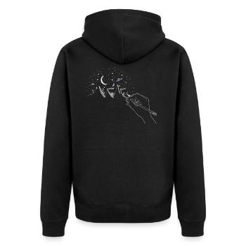 Sky - Unisex Premium Organic Zip Hoodie - black - Back - Nico (187cm)