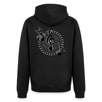 Notenschlüssel und Noten Muster - Unisex Premium Bio Zip Hoodie - Schwarz - Hinten - Nico (187cm)