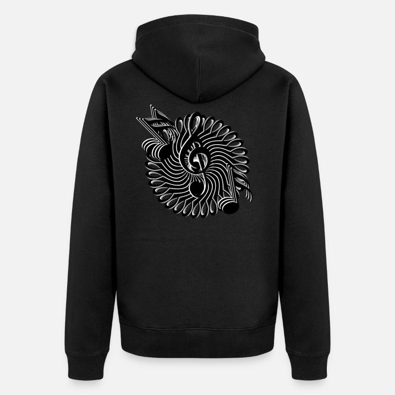Note keys and notes pattern - Unisex Premium Organic Zip Hoodie - black