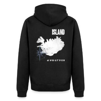 Island Ostsee Insel Koordinaten Karte Urlaub - Unisex Premium Bio Zip Hoodie - Schwarz - Hinten - Nico (187cm)