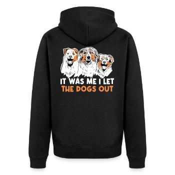 I Let The Dogs Out Hundespaziergang Geschenk - Unisex Premium Bio Zip Hoodie - Schwarz - Hinten - Nico (187cm)