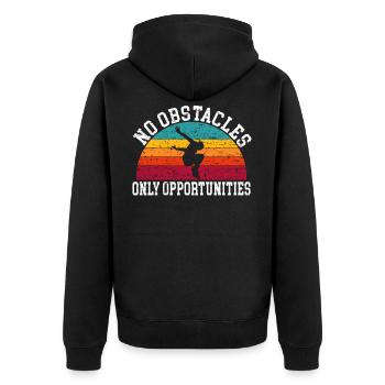 Keine Hindernisse nur Chancen Parkour Sport - Unisex Premium Bio Zip Hoodie - Schwarz - Hinten - Nico (187cm)
