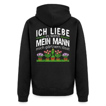 Ich Liebe Mein Mann Gärtnerin Garten - Unisex Premium Bio Zip Hoodie - Schwarz - Hinten - Nico (187cm)