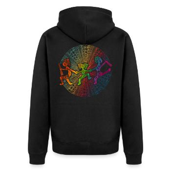 Kokopelli Family Has Fun - Mandala 1 - Unisex Premium Bio Zip Hoodie - Schwarz - Hinten - Nico (187cm)
