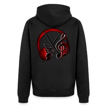 Kopfhörer - Unisex Premium Bio Zip Hoodie - Schwarz - Hinten - Nico (187cm)