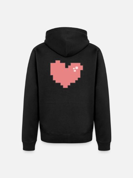 Heart Pixel - Unisex Premium Organic Zip Hoodie - black