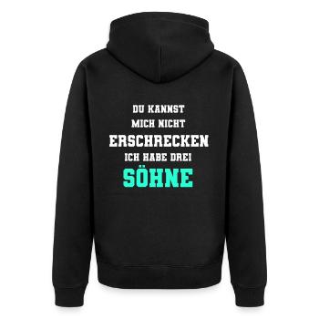 3 Söhne Eltern drei Söhne Elternschaft Geschenk - Unisex Premium Bio Zip Hoodie - Schwarz - Hinten - Nico (187cm)