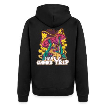 Trippy Mushroom Mushroom Gift - Unisex Premium Organic Zip Hoodie - black - Back - Nico (187cm)