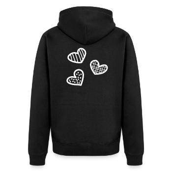 three hearts - Unisex Premium Organic Zip Hoodie - black - Back - Nico (187cm)