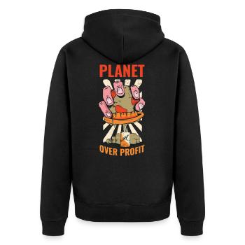 Planète Over Profit Cadeau de réchauffement climatique - Veste à capuche bio Premium Unisexe - noir - Dos - Nico (187cm)