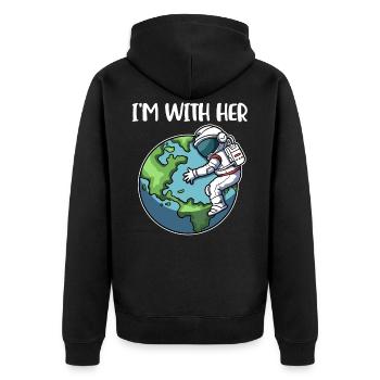 Dans Le Cadeau De Réchauffement Climatique With Her Earth - Veste à capuche bio Premium Unisexe - noir - Dos - Nico (187cm)