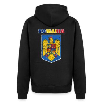 Romania Roumanie Armoiries Aigles cadeau emblème - Veste à capuche bio Premium Unisexe - noir - Dos - Nico (187cm)