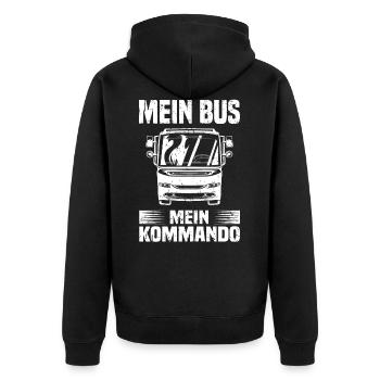 Buschauffeur Mein Kommando Busfahrer Outfit - Unisex Premium Bio Zip Hoodie - Schwarz - Hinten - Nico (187cm)