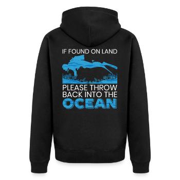 If Found On Land Please Throw Back Into The Ocean - Unisex Premium Organic Zip Hoodie - black - Back - Nico (187cm)