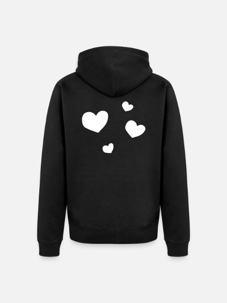 fire hjerter - Premium økologisk unisex-hettejakke - svart