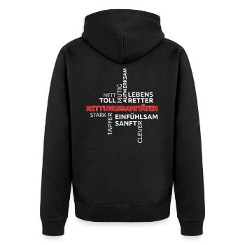 Rettungssanitäter Rettungsdienst Rettungswagen - Unisex Premium Bio Zip Hoodie - Schwarz - Hinten - Nico (187cm)
