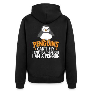 Penguins Can't Fly I Can't Fly I Am A Penguin - Unisex Premium Organic Zip Hoodie - black - Back - Nico (187cm)