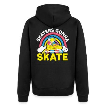 Skater gehen zu Skate Roller Skating Rollerblades - Unisex Premium Bio Zip Hoodie - Schwarz - Hinten - Nico (187cm)