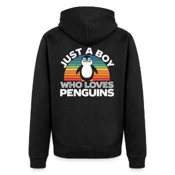 Just A Boy Who Loves Penguins Penguin Boy Ice Bird - Unisex Premium Organic Zip Hoodie - black - Back - Nico (187cm)