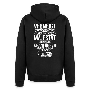 Majestät Autokranfahrer Mobilkran Fahrzeugkran - Unisex Premium Bio Zip Hoodie - Schwarz - Hinten - Nico (187cm)