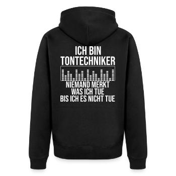 Veranstaltungstechniker Was Ich Tue Toningenieur - Unisex Premium Bio Zip Hoodie - Schwarz - Hinten - Nico (187cm)