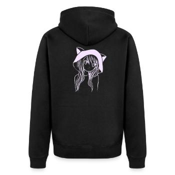 Manga Fille Anime - Veste à capuche bio Premium Unisexe - noir - Dos - Nico (187cm)