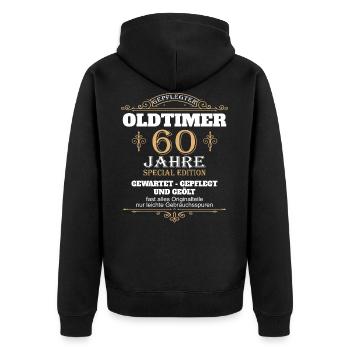 60 Geburtstag Mann 60 Jahre 60er Geschenk Männer - Unisex Premium Bio Zip Hoodie - Schwarz - Hinten - Nico (187cm)