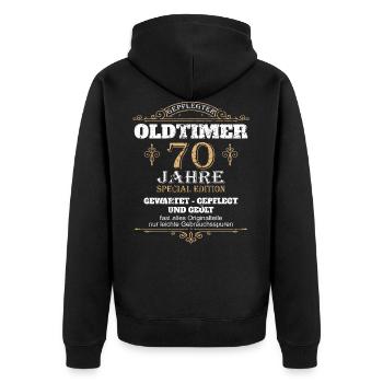 70. Geburtstag Mann Männer Geschenk 70 Jahre - Unisex Premium Bio Zip Hoodie - Schwarz - Hinten - Nico (187cm)