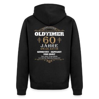 60 Geburtstag Mann 60 Jahre 60er Geschenk Männer - Unisex Premium Bio Zip Hoodie - Schwarz - Hinten - Nico (187cm)