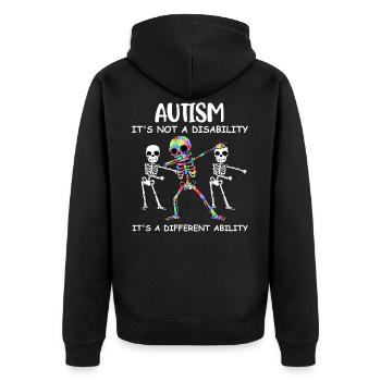 Autism Its Not A Disability Autismus Geschenk - Unisex Premium Bio Zip Hoodie - Schwarz - Hinten - Nico (187cm)