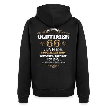 66 Geburtstag 66 Jahre Geburtstag Geschenk-Idee - Unisex Premium Bio Zip Hoodie - Schwarz - Hinten - Nico (187cm)