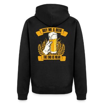 Buy Me A Beer Junggesellenabschied Geschenk - Unisex Premium Bio Zip Hoodie - Schwarz - Hinten - Nico (187cm)